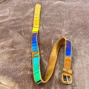 Guatemalan multicolored leather belt.